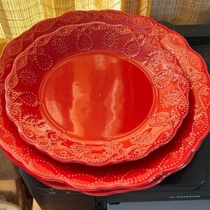 The Pioneer Woman red Cowgirl Lace plates